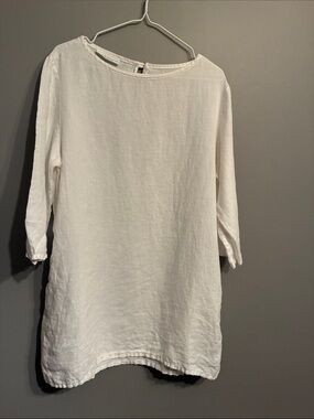 bryn Walker White Linen Tunic Top with Marks